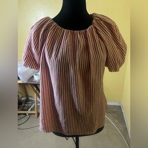 Chenault Red and White Striped Blouse